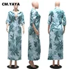 CM.YAYA Women Dress Half Sleeve Turn-down Collar Single Breasted Loose Straight Long Dress Office Lady Street Fashion Outfit 2
