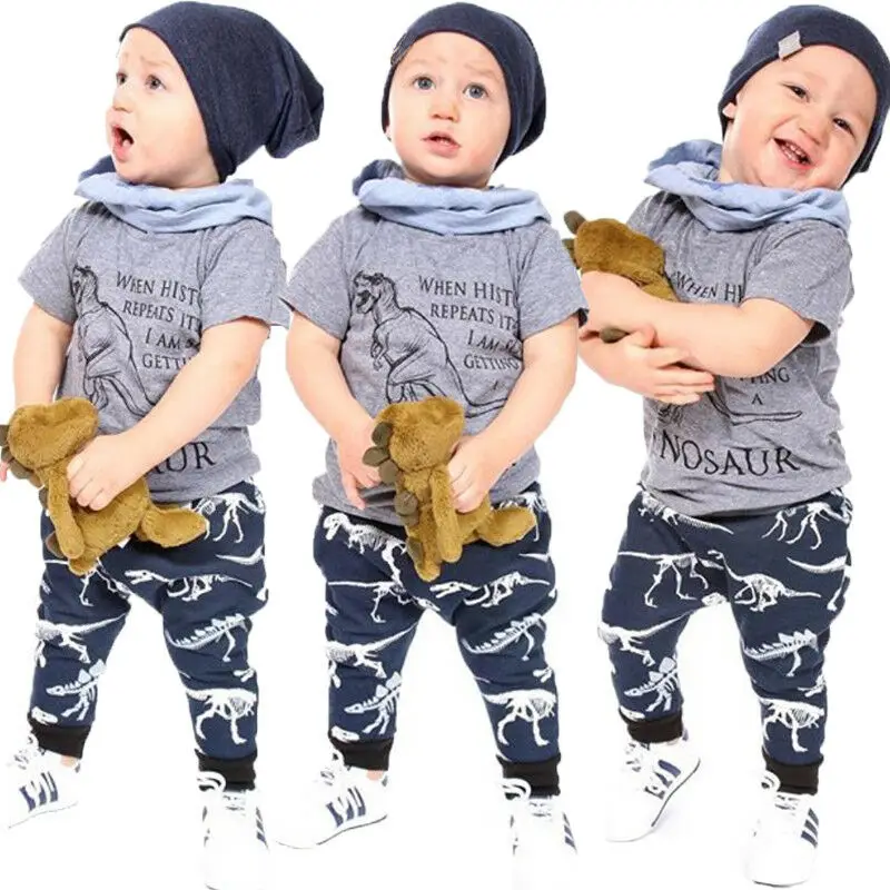Pudcoco/комплект для девочек; От 1 до 6 лет Великобритании; Новинка; топ с динозавром для маленьких мальчиков; футболка; штаны; леггинсы; комплект одежды