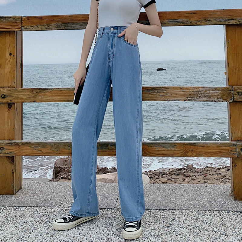 femme, pantalon Denim, jambes larges 