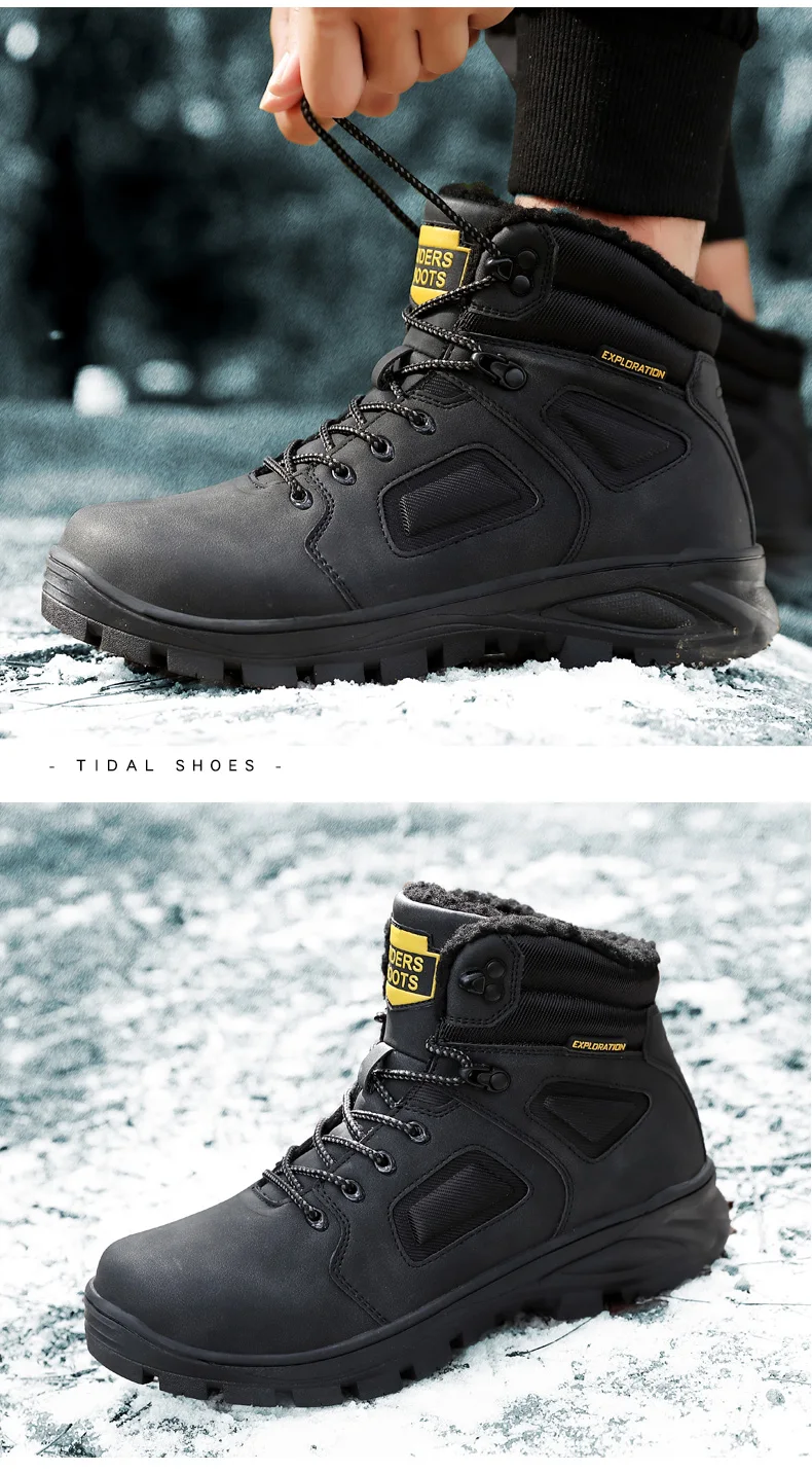 Зимние мужские треккинговые ботинки водонепроницаемые альпинистские ботинки плюшевые теплые уличные спортивные ботинки противоскользящая походная охотничья обувь кроссовки