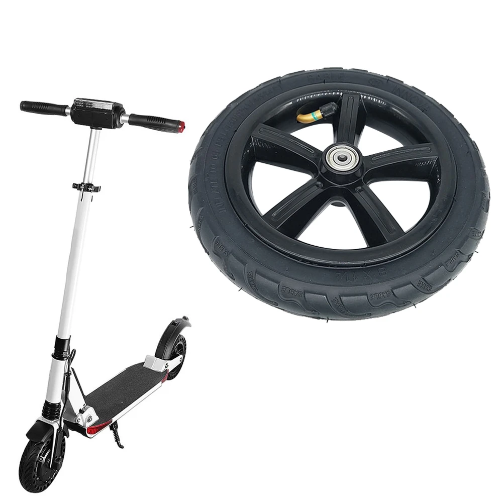 8" 8X1 1/4 Pneumatic Tire Inflatable Full Wheel Black For Electric Scooter