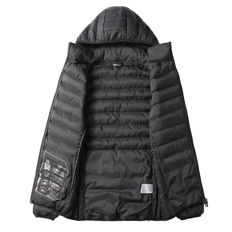 Новая стильная мужская куртка осенне-зимняя пуховая ветровка пальто Мужская Повседневная теплая парка с капюшоном Мужское пальто Модная верхняя одежда