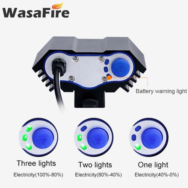 WasaFire 18650 Батарея велосипедная Передняя голова светильник 4 режима 3xT6 светодиодный велосипед светильник Велоспорт вспышки света светильник+ защитное Предупреждение USB хвост светильник