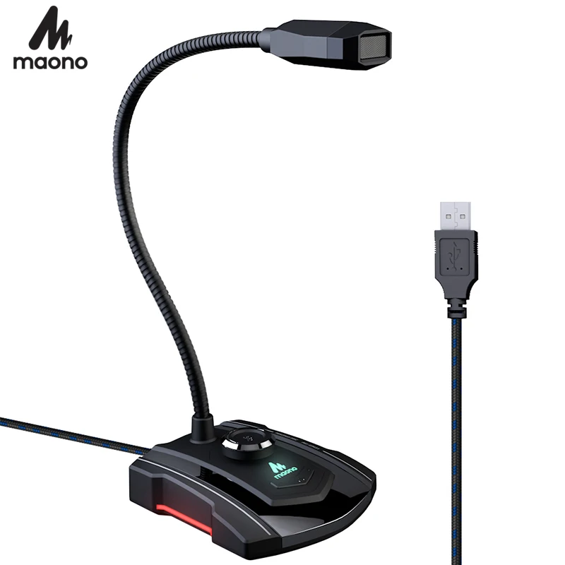 USB-микрофон MAONO GM31 игровой микрофон гусиная шея вращающийся Студийный Настольный