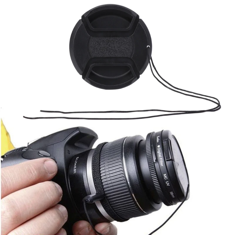 DSLR камера 55 мм защелкивающаяся Крышка для объектива с центральным зажимом+ комплект с веревкой LX9A