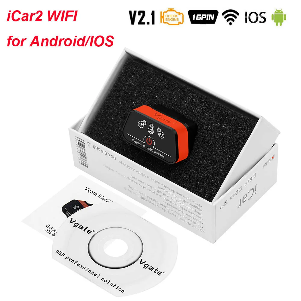 Vgate iCar2 ELM327 V2.1 для Android/IOS OBD2 wifi Bluetooth сканер elm 327 V2.1 OBD 2 OBD2 автомобильный диагностический инструмент Easydiag - Цвет: Orange WIFI