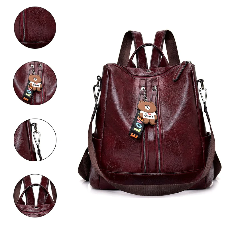 

2019 Vintage Women Backpack High Quality Youth Leather Backpacks for Teenage Girls Female School Shoulder Bag Bagpack mochila
