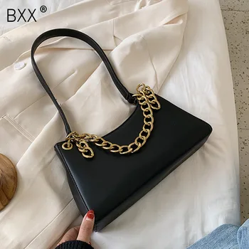 

[BXX] PU Leather Shoulder Bags For Women 2020 Spring Lady Elegant Handbags Female Travel Solid Color Crossbody Hand Bag HM151