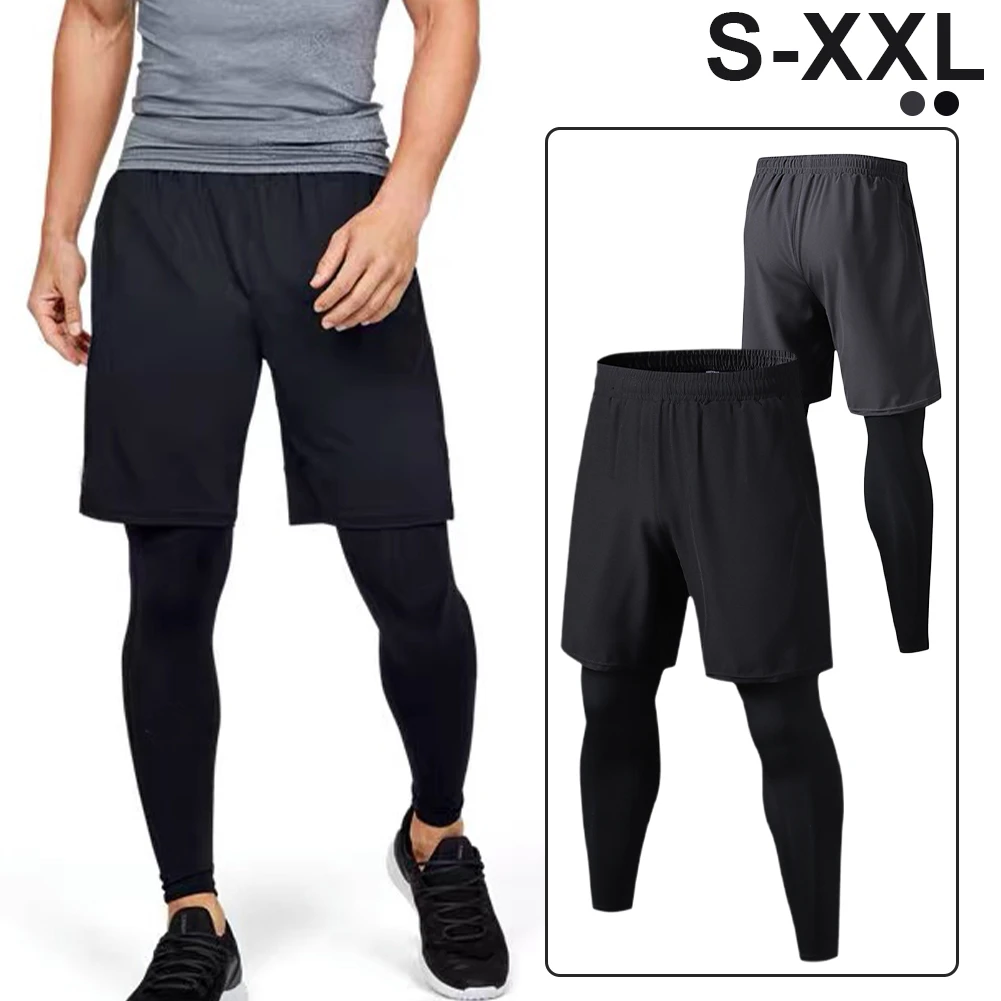 Pantalones cortos para correr para hombre, Leggings y cortos 2 en ropa deportiva para gimnasio, accesorios de para para correr| - AliExpress