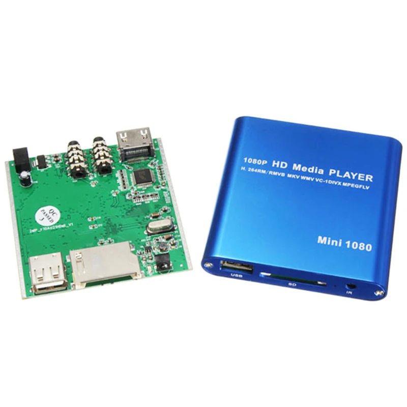  RISE-Us enchufe Mini carro HDD Media Player adaptador Hdmi Av Usb anfitrión con tarjeta Mmc Sd Read