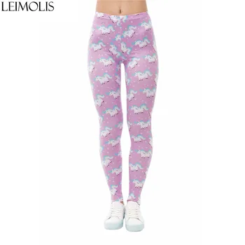 

LEIMOLIS 3D print Cartoon Lovely Pink Unicorn fitness push up workout leggings women Harajuku High Waist punk rock sexy leggins