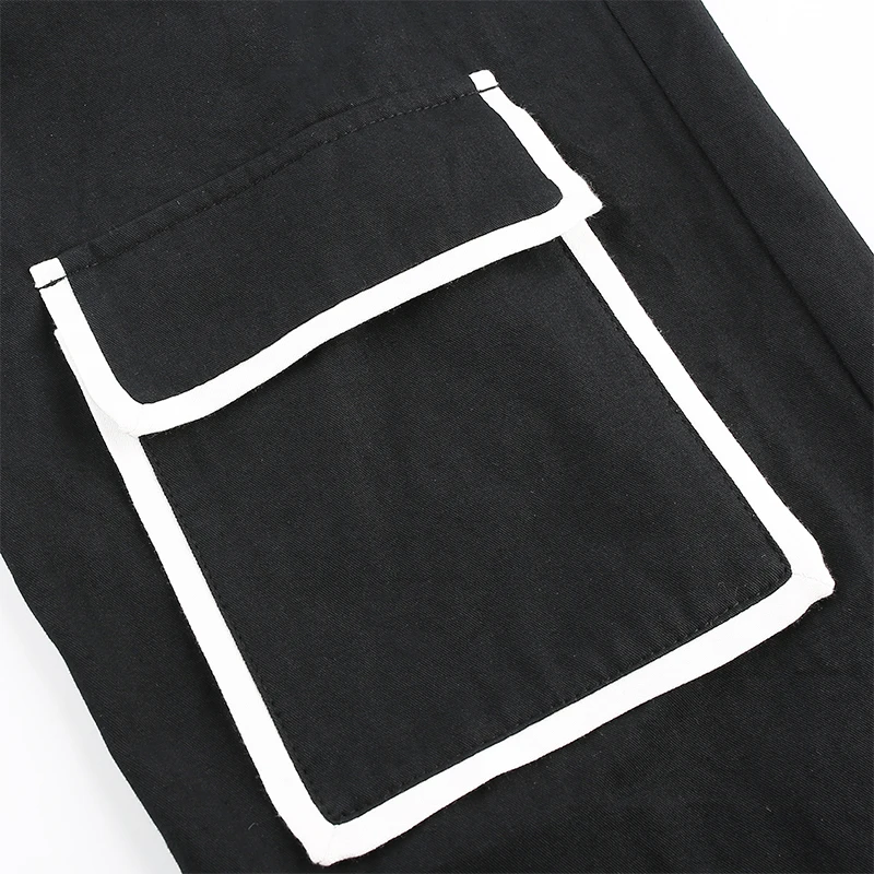 Darlingaga, уличная одежда, белые полосатые брюки-карго, женские брюки, карманы, пэчворк, контрастный цвет, высокая талия, брюки, хип-хоп Капри
