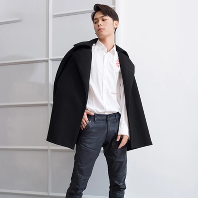 M-4XL winter lapel tide men's men's coat cloak cape long woolen student windbreaker woolen cape coat loose M-4XL winter lapel tide men's men's coat cloak cape long woolen student windbreaker woolen cape coat loose