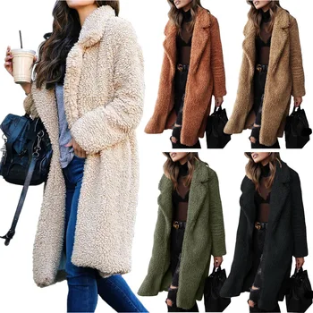 

Elegant Faux Fur Coat Women 2019 Autumn Winter Warm Soft Fur Jacket Female Plush Overcoat Casual Solid Teddy Outwear