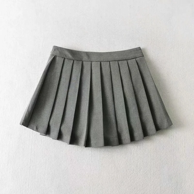 Women Super Pleated Mini Skirt With Shorts Super Pleated Skort A787 sequin skirt