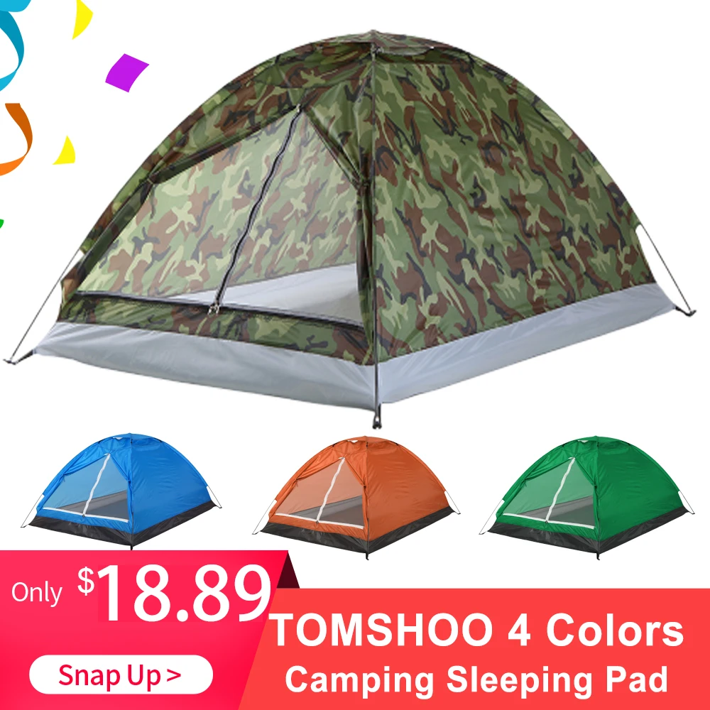 Outdoor 2 Persons Camping Tent 200 * 130 * 110cm PU1000mm Polyester Single Layer Tent Portable Camouflage Hiking Outdoor