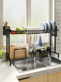 

Kitchen sink drain shelf stainless steel hanging bowl chopstick rack household dishwasher storage shelf