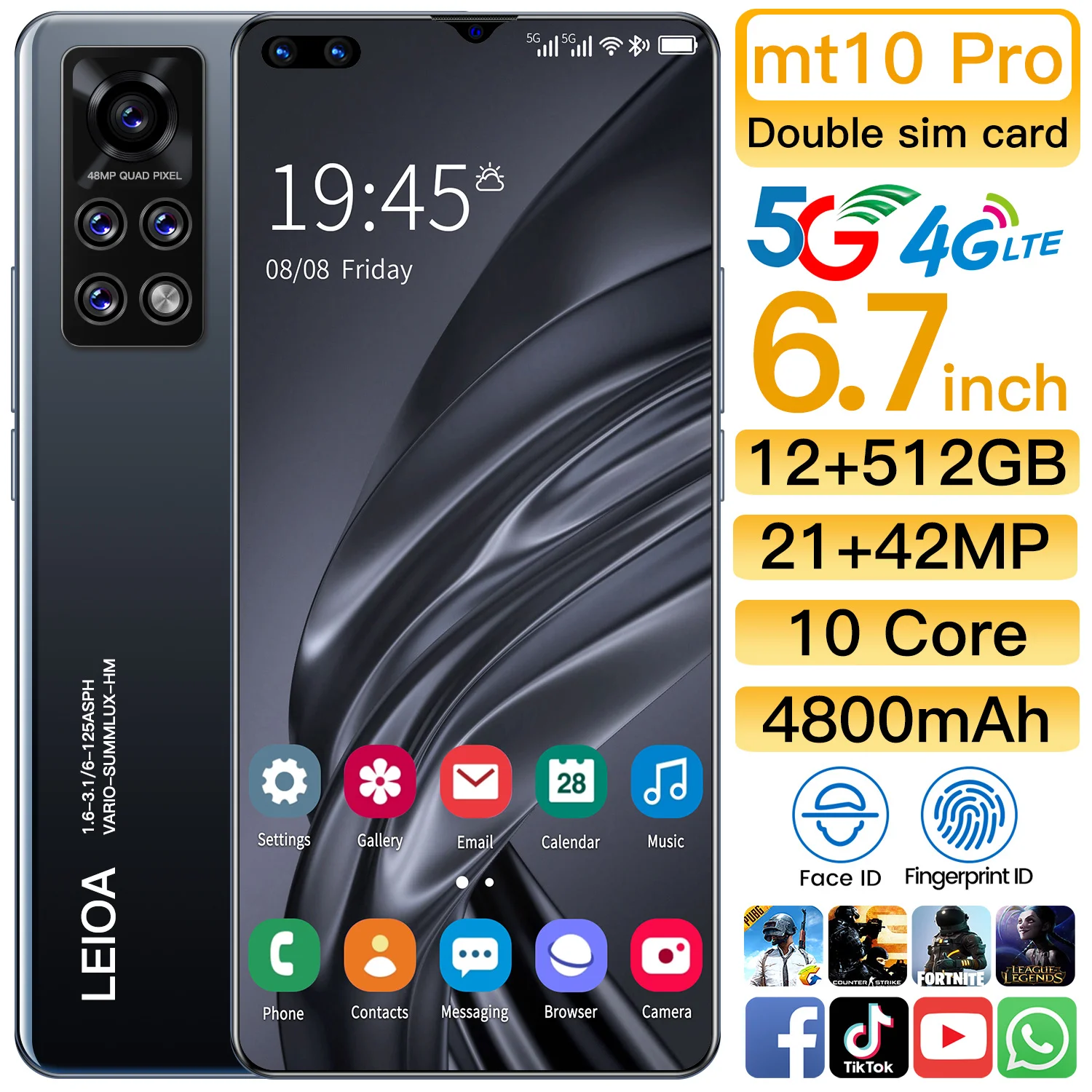 Смартфон с 10 1-дюймовым дисплеем десятиядерным процессором MT10 Pro ОЗУ 12 Гб ПЗУ 512 ГБ