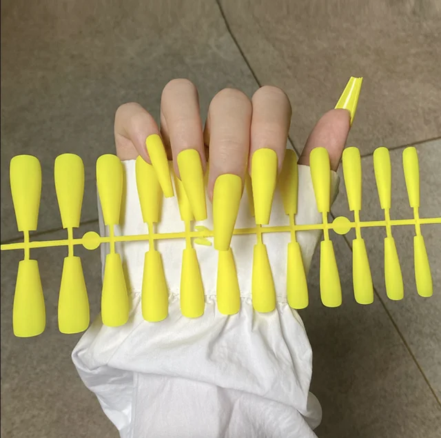 Solid Color Matte Super Long Coffin False Nail Ballet Press on Nails Tips for Nails Art Artificial Fingernails Fake TJP1170-Y6