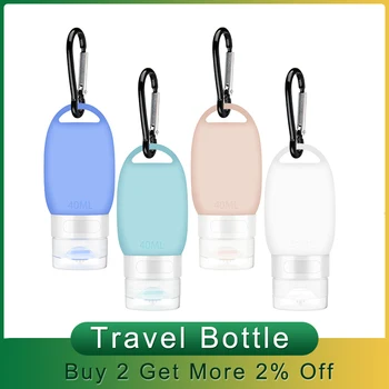 

4/8pcs Hand Sanitizer Split Bottles For Travel Outdoor 40ml Clear Refillable Gel Bottles with Holder Detachable Cover Bottle