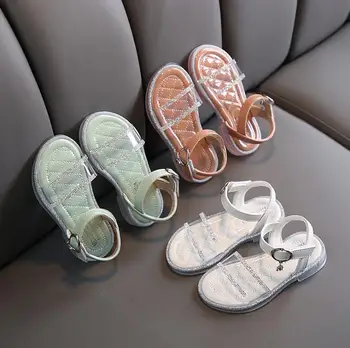 

Girls Sandals Breathable Rhinestone Princess Shoes 2020 Summer New Style Children Girls Beach Sandals