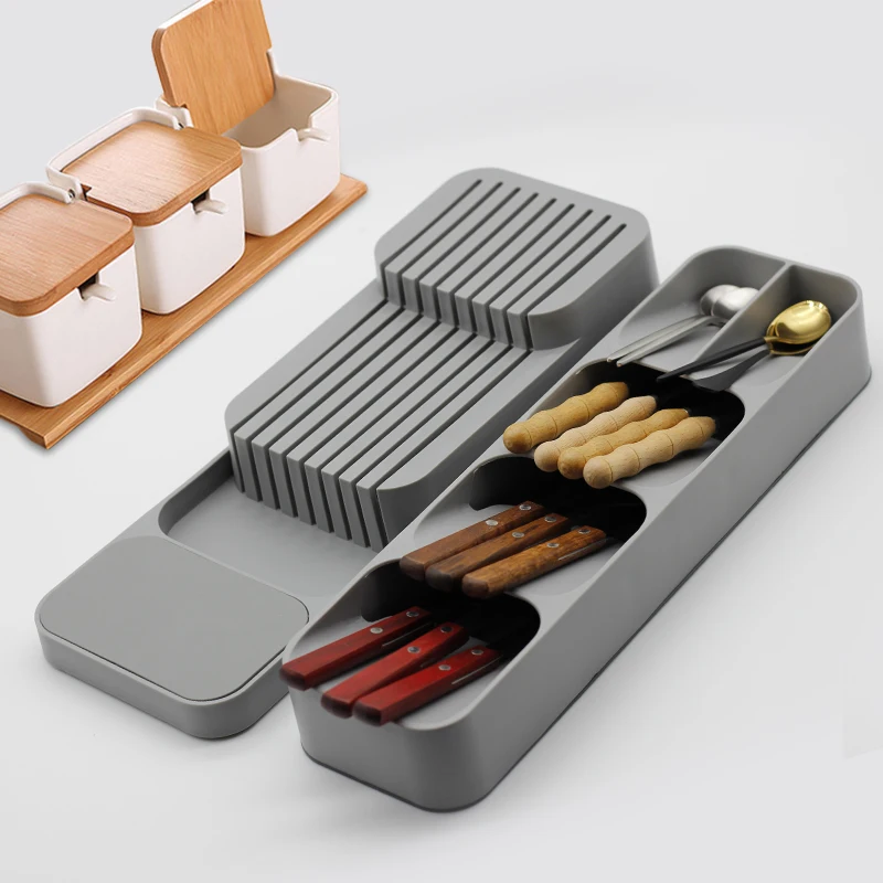 Cutlery Storage Tray Knife Holder PP Spoon Fork Storage Box Spic