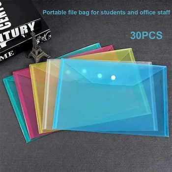 

30pcs Transparent A4 Document File Bag Plastic Folder File Bill Envelope Storage Bag Data School Student Test Paper Bag #js5