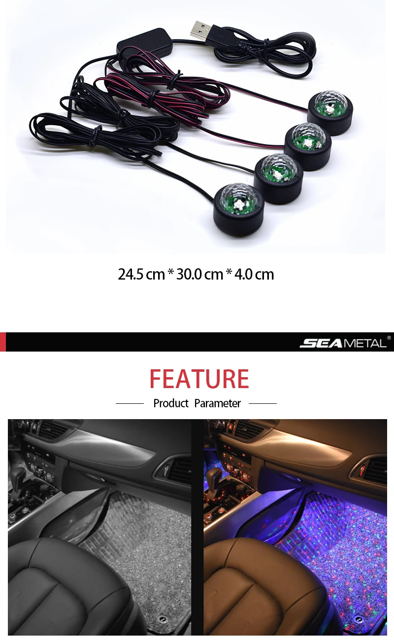 4 в 1 Автомобильный атмосферный светильник, интерьерный светильник, автомобильный Стайлинг, атмосферная лампа, светодиодная мини USB, Автомобильный декоративный светильник, аксессуары