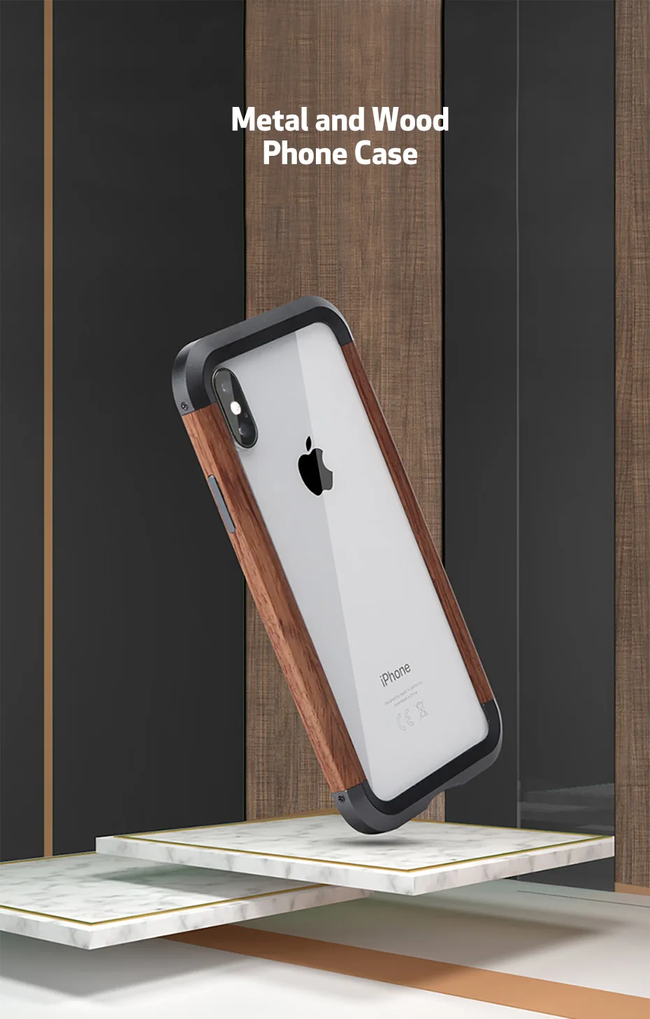 Железная деревянная рамка противоударный чехол для телефона для Iphone X XS Max чехол бампер задний Bover простой индивидуальный мобильный чехол для телефона