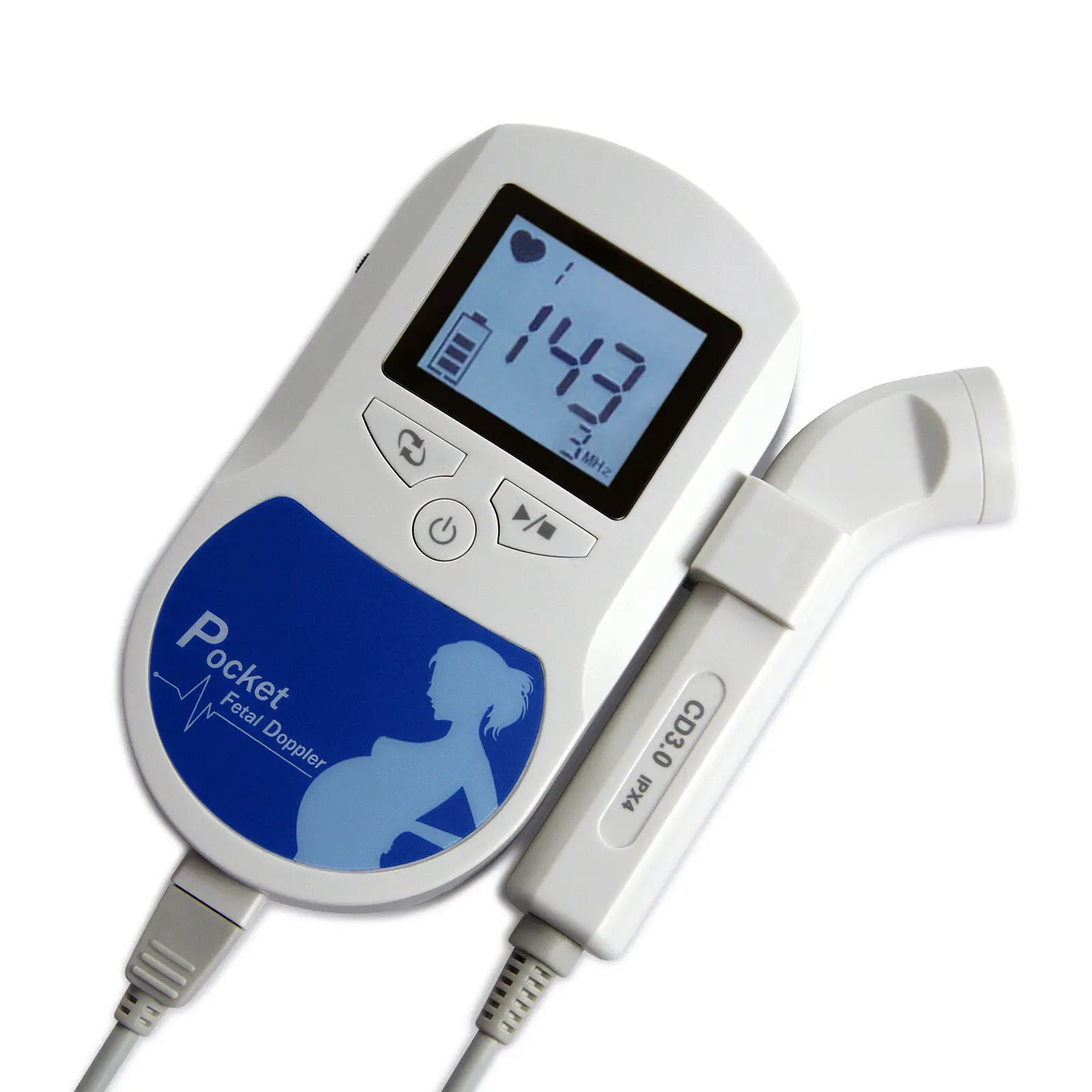 CE& FDA УТВЕРЖДЕН 3 МГц/2 МГц зонд карманный фетальный допплер ЖК-экран для беременности дома/больницы