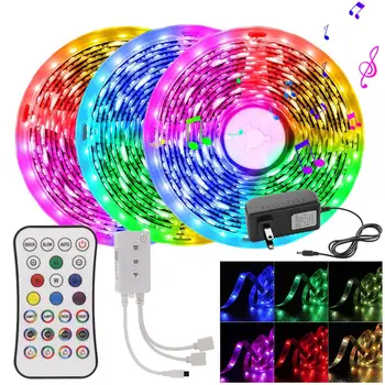 

Bluetooth LED Strip Lights Music Sync Color Changing Flexible Ribbon RGB 5050 5M 10M 15M Tape Diode DC 12V Contoller +Adapter