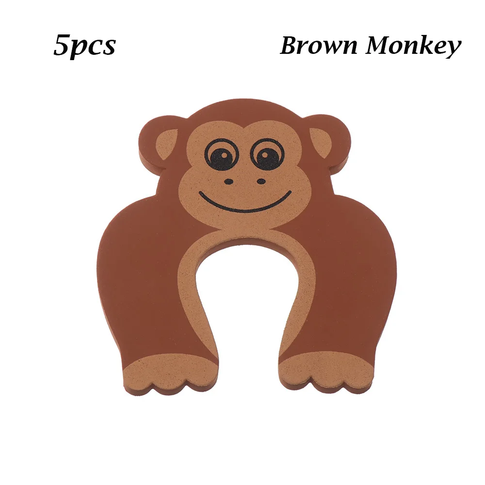 Brown Monkey 5 шт., мультяшный мягкий пенопластовый Ограничитель для двери, детский протектор для пальцев, защита для дома, кухни, спальни, безопасности, дверной зажим, поставка безопасности - Цвет: Brown Monkey