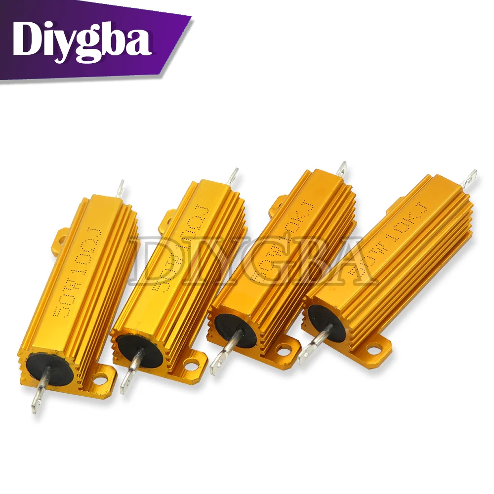 Wirewound Resistor 50W Aluminum Power Metal Shell Case 0.01~100K 1 2 3 5 6 8 10 100 150 1K 10K 100K ohm DIYGBA RX24