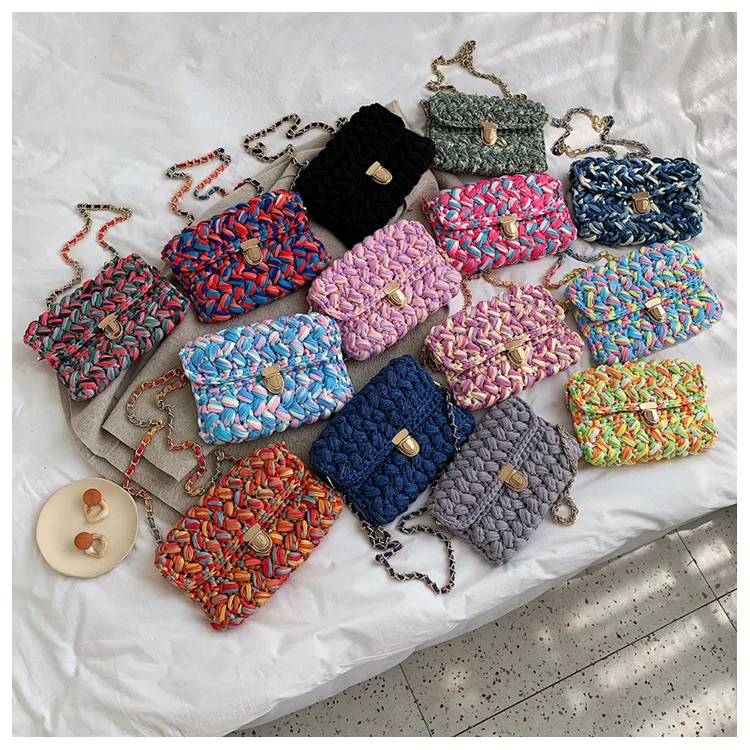 Color Rope Knitting Women Shoulder Bag Designer Handmade Woven Crossbody  Bags for Women 2021 Luxury Small Chain Phone Purse Flap - AliExpress