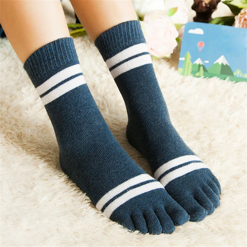 Новинка, женские разноцветные носки с принтом, носки с пятью пальцами, теплая шерсть, забавные носки, 1220