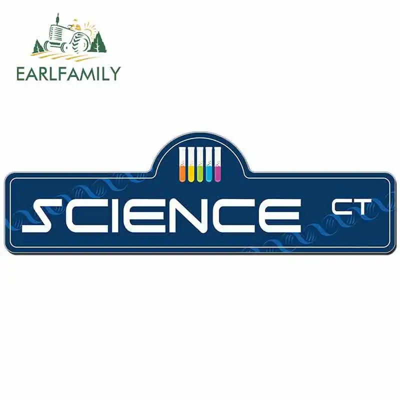 EARLFAMILY 13cm x 4.2cm for Science Street Sign Funny Car Stickers Vinyl Windshield RV VAN Car JDM Accessories Graphics Oem