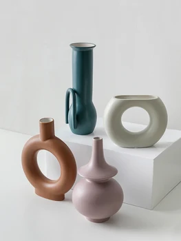 

INS Small Flower Vase Decoration Living Room Dry Flower Arrangement Home Tabletop Household Porch Turkish Ceramic Flower Vase