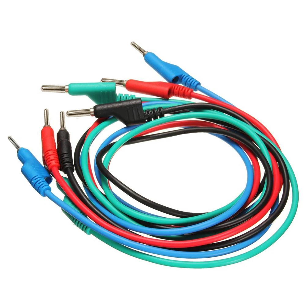 

4pcs 4 Colors 1M 4mm Banana to Banana Plug Soft Silicone Test Cable Lead for Multimeter