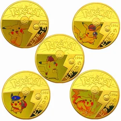 Pièce commémorative Pokemon plaqué or, pièce de monnaie Pikachu Pocket monster, collection Anime Merch Kawaii, jouets pour Fan Pokemon Go 