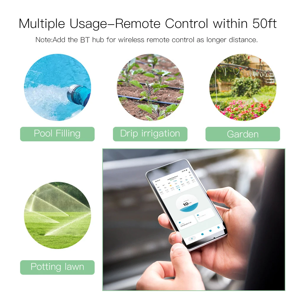 Intelligent Water Timer Tuya APP BT Rain Delay Programmable Irrigation Timer with Automatic and Manual Watering Hub Required