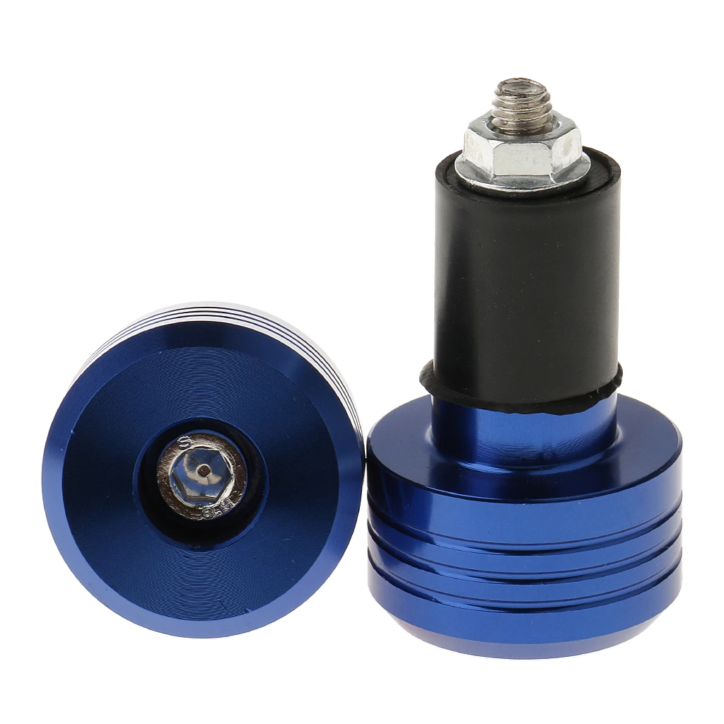 2pc Motorcycle Handlebar Aluminum 22MM Grips Bar End Cap Plug Slider Blue
