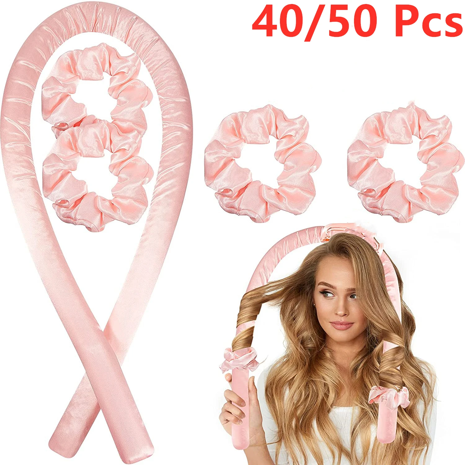 40/50pc Heatless Curling Rod Headband For Women Long Hair No Heat Hair Rollers Curlers Curls