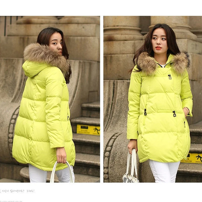 Yellow Пальто, куртка с капюшоном, зимняя куртка, женские парки, новинка, Женская куртка с меховым воротником, верхняя одежда для женщин размера плюс, зимние пальто 5XL - Цвет: Yellow