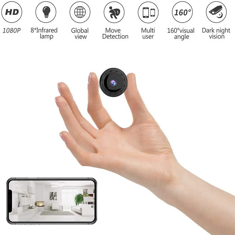 

1080P Mini Camera WiFi Full HD Nanny Pet Office Sports Home Camera espia IR Night Vision 160 Degree Wide Angle For Android iOS