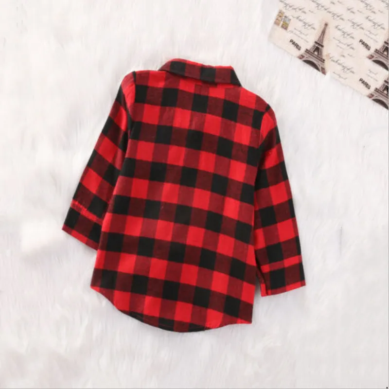 New Toddler Kids Baby Boys Printed Plaid Shirt Spring Autumn Long Sleeve New Fashion Children Clothes 1-7T