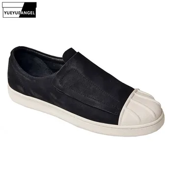 

Harajuku Summer New Breathable Mens Lazy Casual Leather Shoes Genuine Leather Hook Shell Round Toe Male Flat Loafers Streetwear