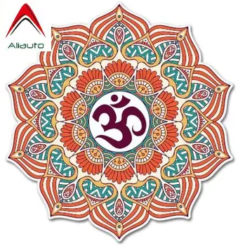 

Aliauto Creative Car Stickers AK Wall Art Mandala Om Orange Waterproof Sticker For Car Window Bumper Or Laptop Vinyl ,6cm*6cm
