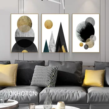 

Geometric Circle Mountain Posters and Prints Abstract Canvas Painting Wall Art Pictures for Living Room Modern Home Decoration
