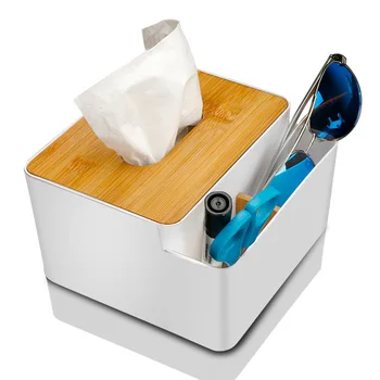 

New Multifunctional Bamboo PP Removable Tissue Box Holder Canister Table Organizer Sundries Storage Pen Holder