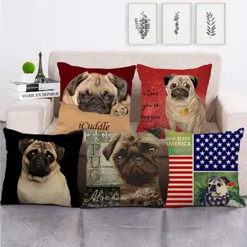 

45cm*45cm Pug animals design cushion cover linen/cotton sofa and seat pillow cover decorative pillow case